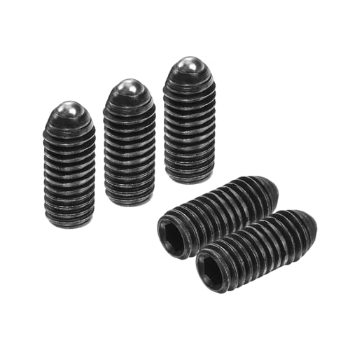 Image of sourcing map 10pcs Screw Thread Ball Plunger M6 x 14mm High Carbon Steel Hex Socket Spring Plunger Ball for Lubrication Pneumatic Tools, Black