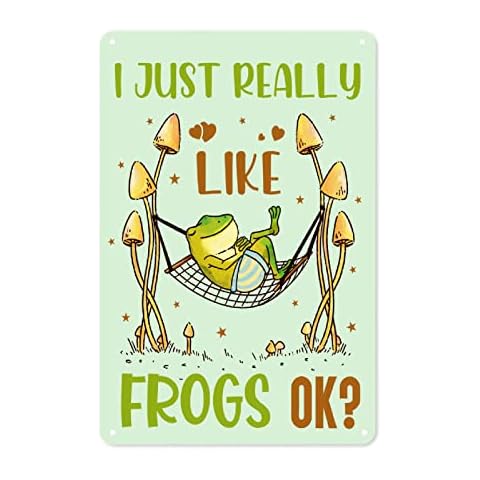 Sandilya I Just Really Like Frogs Ok Retro Metal Aluminum Sign,Art Retro Poster,Bedroom Cafe Home Pub Club Wall Signs Decor Vintage Aluminum Poster, 8x12inch Cover