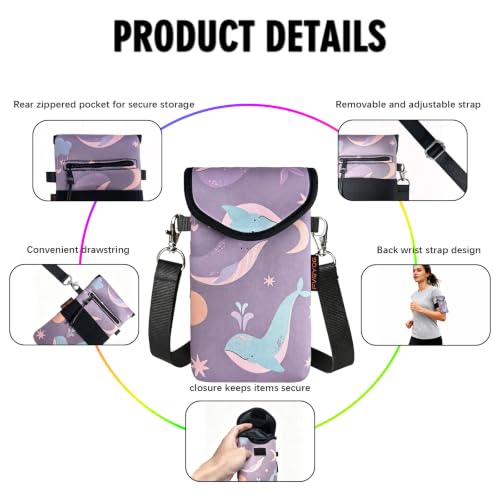 Image of Neoprene Phone Sleeve Pouch Case Bag for Men Women w /Crossbody Strap /Neck Lanyard for iPhone 17 /16 /15 /14 Pro Max, Samsung S25，Pixel 10