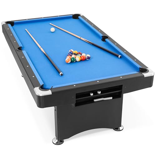 84’’ Pool Table 7FT Game Table Billiards Tables with Includes Accessories, 2 Cue Sticks, Billiard Balls, Rack, Felt Brush and Chalk for Family Game Room Basements