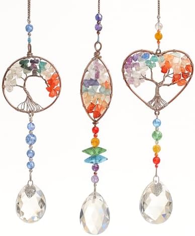 Kit 3 Suncatchers Cristal Árvore da Vida com Prismas Grandes – De...