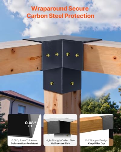 Soportes de pérgola VEVOR para evitar balanceos en techos de madera de 92 mm 6