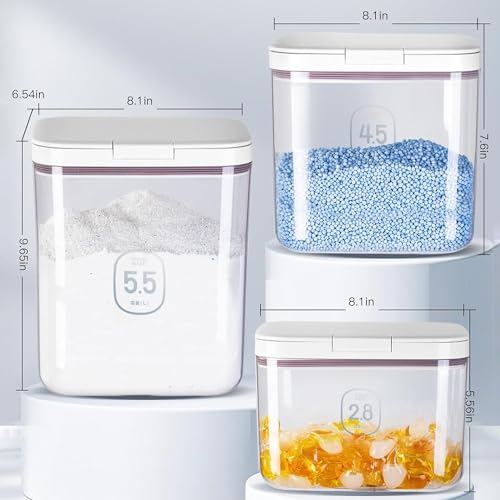 Laundry Pods Storage Container,Laundry Storage Containers with Lid,Washing Pods Powder Storage Container,Laundry Pod Container Organiser,Washing Tablets Storage Box for Detergent,Scent Booster (2.8L) - Image 2