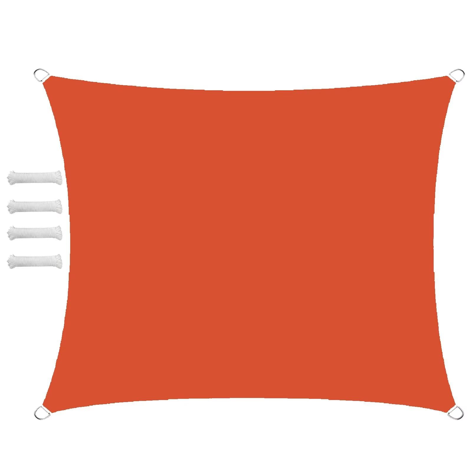 Glin Orange Sun Shade Sail Outdoor Waterproof Rectangular 1.5X2m Shade Sails Canopy Uv Protection For Garden Patio Block With Rope Shade Sail Kit