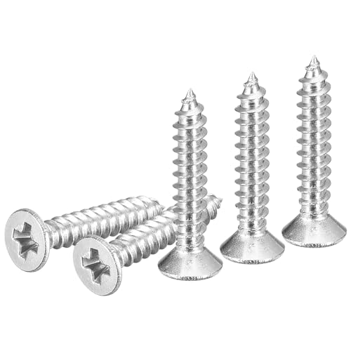 Image of DTGN 200Pcs #4x5 /8 Flat Head Wood Screws, 304 Stainless Steel Phillips Self Tapping Screws - Good for Woodworking, Furniture - Silver