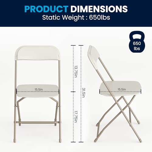 Image of Flash Furniture Hercules Series Plastic Folding Chairs for Parties and Weddings, Stackable Commercial Event Seats, Set of 10, Beige