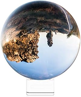 Navaris Crystal Clear Glass Ball - 130mm Transparent K9 Globe for Meditation Divination - Photo Sphere Prop for Art Decor, Photography w/Stand