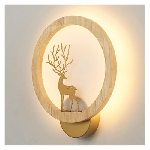 Applique murale LED anneau bois clair pour un éclairage doux sans éblouissement