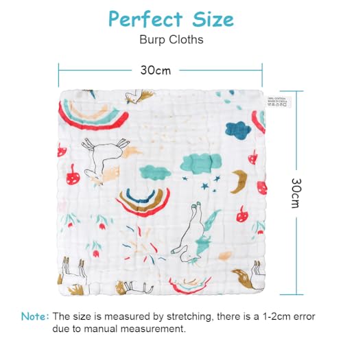 AYESY Muślin dla niemowląt, 6 szt. 30 x 30 cm miękki muślin, chłonny i oddychający materiał, 100% bawełna Baby Burp ściereczki dla chłopców i dziewcząt