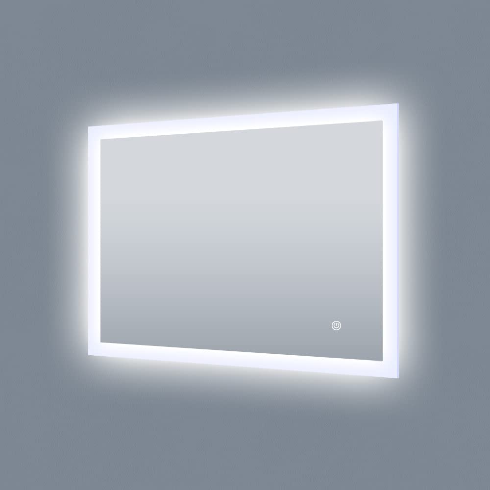 axentia Spiegel mit LED-Beleuchtung, Badspiegel mit Touch, ca. 70 x 60 x 3,5 cm