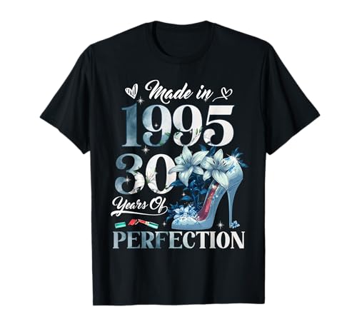 Womens 30th Birthday Floral Made in 1995 Gifts 30 Years Old Camiseta
