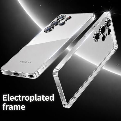 Image of VONZEE Clear Logo Electroplating Transparent Case for Samsung S25 Ultra 5G, Magnetic Plating Electroplate TPU Cover, Individual Camera Protection for Each Lens - Silver