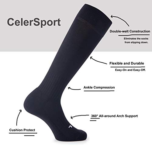 Image of CS CELERSPORT 2 /3 Pack Soccer Softball Baseball Socks for Youth Kids Adult Multi-Sport Compression Knee High Socks