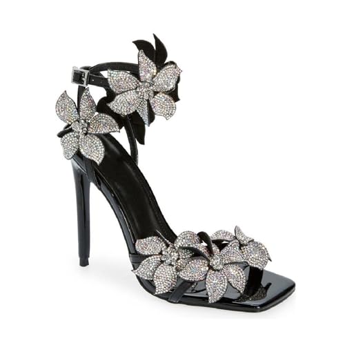 LISHAN Women's Square Toe Lace Up Stiletto Heel Colorful Strappy Sandals For Party Prom3