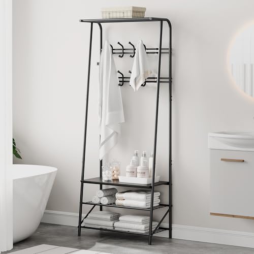 IDEALHOUSE Coat Rack Shoe Bench with 10 Hooks, Hall Trees Entryway Bench with Storage, Multifunctional Hallway Organizer, Wood Look Accent Furniture