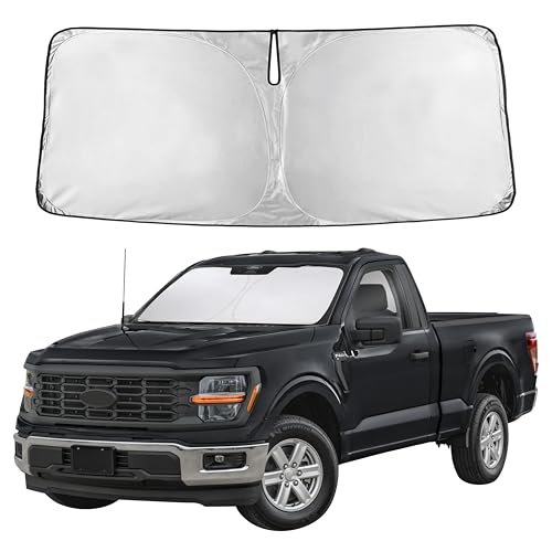 Image of Autovir Windshield Sun Shade Fit for 2021-2024 2025 2026 Ford F150 Sunshade, Front Car Window Shades Sun Visor, Blocks UV Rays & Heat, Car Accessories