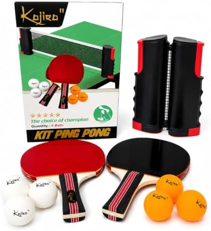 Kit Ping Pong Profissional Tênis Mesa 2 Raquetes Rede 6 bolas