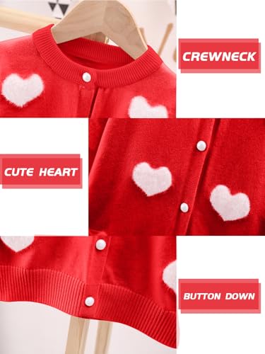 Image of ASHER FASHION Girls Knit Cardigan Heart Sweater Long Sleeve Button Down Love Coat for 2-8 Years Kids Tops