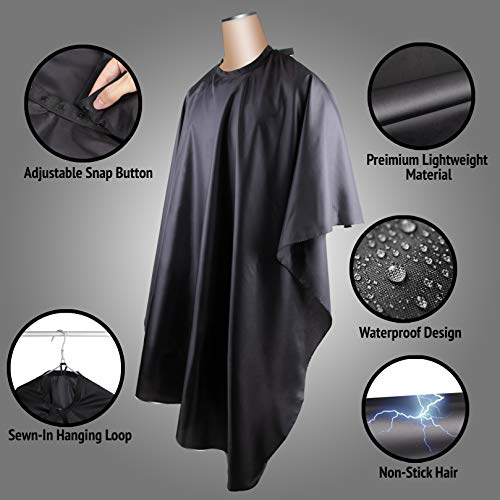 Delkinz Barber Cape Large Size With Adjustable Snap Closure Waterproof Hair Cutting Salon Cape For Men, Women And Kids- Perfect For Hairstylists - Black (Black - Pack Of 1) #TOP1