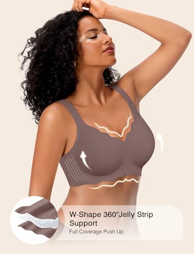 Image of Womens Wireless Jelly Bras No Underwire Support Push Up Removable Straps (U /Cross /Halter) Everyday Sports Bra