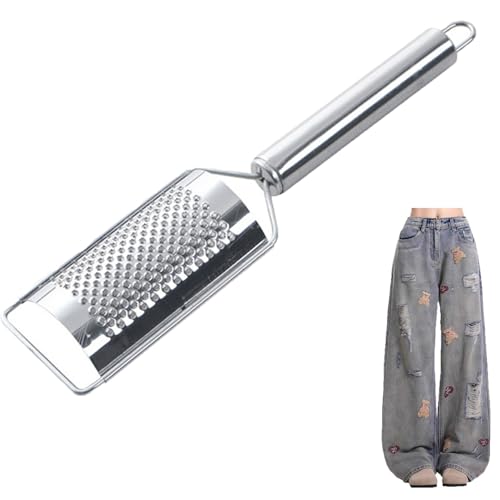 LAX_LMY 1 PCS Jean Distressing Tool for Clothes, Professional Stainless Steel Fabric Grater with Handle, DIY Denim Cutter， Distresser for Jeans Craft