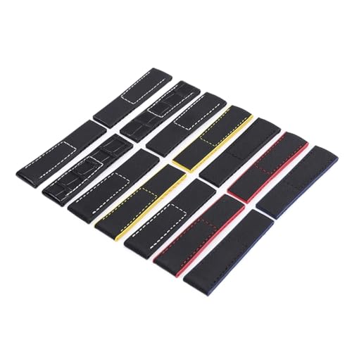 Bracelet montre 24mm nylon noir jaune boucle pliante shiny black