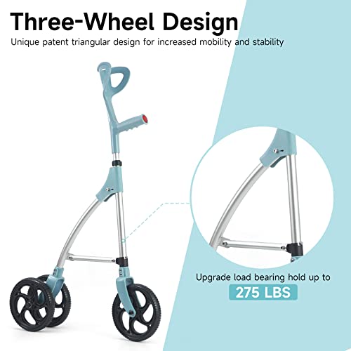 Dr.whitzard Foldable 3 Wheel Cane Height Adjustable Aluminum Lightweight Walking Cane With Wheels And Storage Bag #TOP1