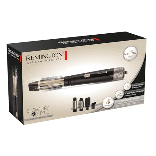 Remington Spazzola Ad Aria Calda - 4 Accessori: Spazzola Rotonda Da 38 Mm E 50 Mm, Bocchetta Styling, Spazzola Piatta - 1000W, Ricci, Volume E Stile Liscio Per Capelli Di Media Lunghezza, AS7500 - 8