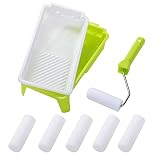 Foam Paint Roller,4-Inch Mini Roller Cover Refills with Frame, Paint Tray, Liners, High-Density Foam