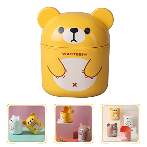 Image of LIFKOME Small Trash Can Mini Trash Bin with Lid Cute Cartoon Bear Desktop Wastebaskets Desktop Waste Garbage Bin for Bedroom LivingRoom Desk Car Office Kitchen