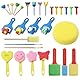 APOMOONS 30 Stück Malerei Schwamm Pinselset Kinder, Wiederverwendbar Schwamm Malerei Pinsel Set, Kinder Früherziehung Lernen Zeichnung Werkzeuge, Pinsel Kinder Schwammpinsel für DIY, Basteln, Malen