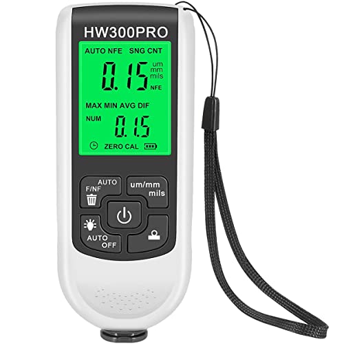 SDYGDB Paint Thickness Gauge Meter Fe/NFe Probe Coating Thickness Gauge Professional Multifunctional Car Paint Depth Gauge Test Precise HW-300PRO for Car Automatic Detection(White)