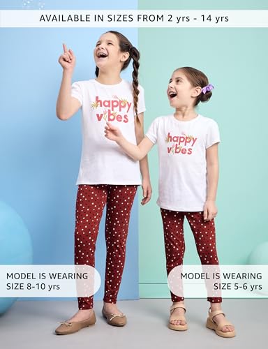 Image of Amazon Brand - Symbol Girl's Cotton Jersey Stretchable Leggings | Ankle Length | Aged 2-14 Years