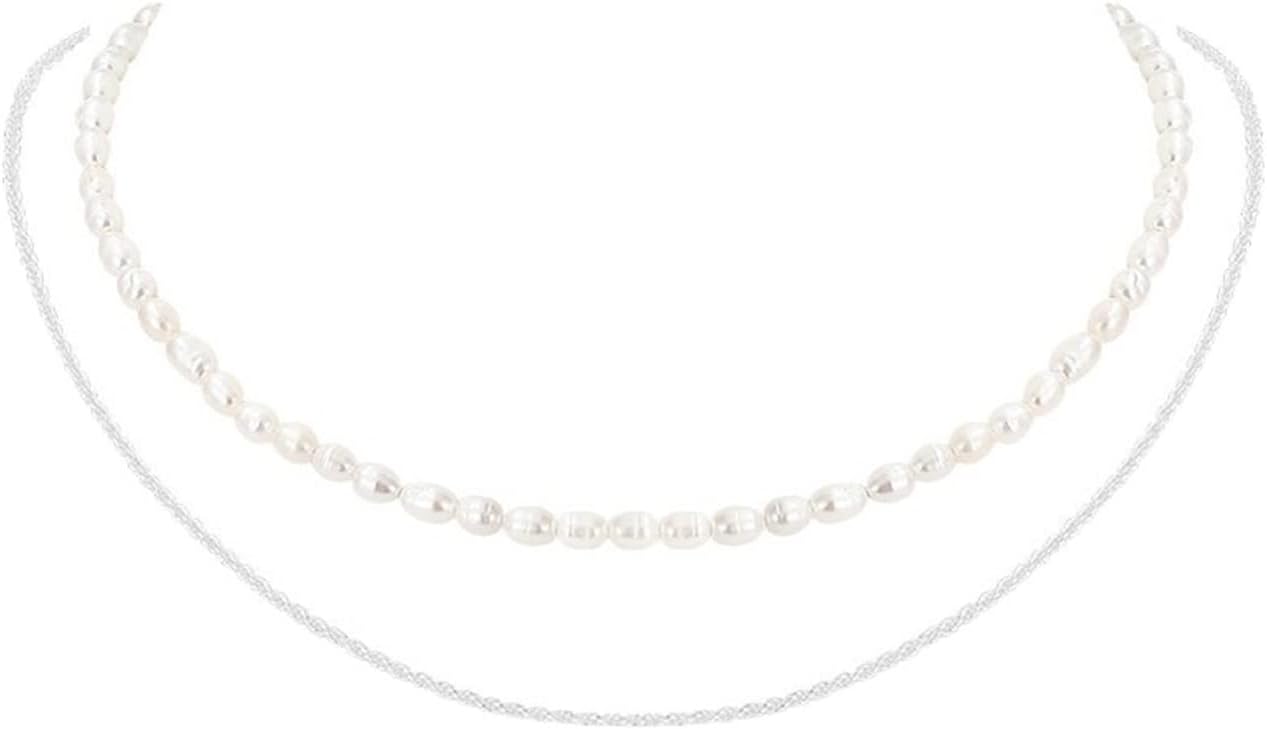 Necklace Jewelry end Freshwater Necklace Women's Necklace Light Luxury Double-Layer Necklace Collarbone Chain Collar Chain Necklace