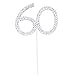 60th Anniversary Birthday Party Cake Topper with Rhinestone Silver