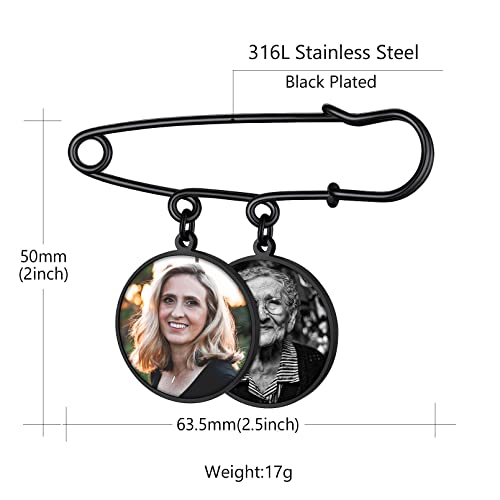 Custom4U Bridal Bouquet Photo Charms Customized Memory Round Charm For Wedding Funeral Boutonniere Pictures Brooch Pins #TOP5