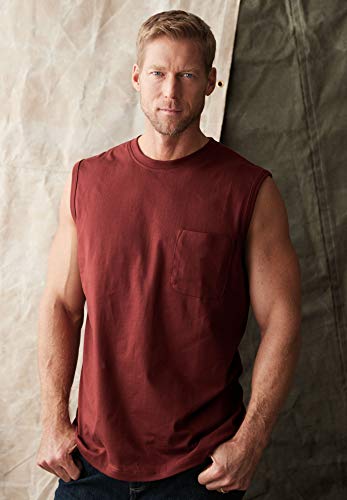 Boulder Creek By Kingsize Men's Big & Tall Heavyweight Pocket Muscle Tee - Big - 2Xl, Steel Multicolored Shirt #TOP5
