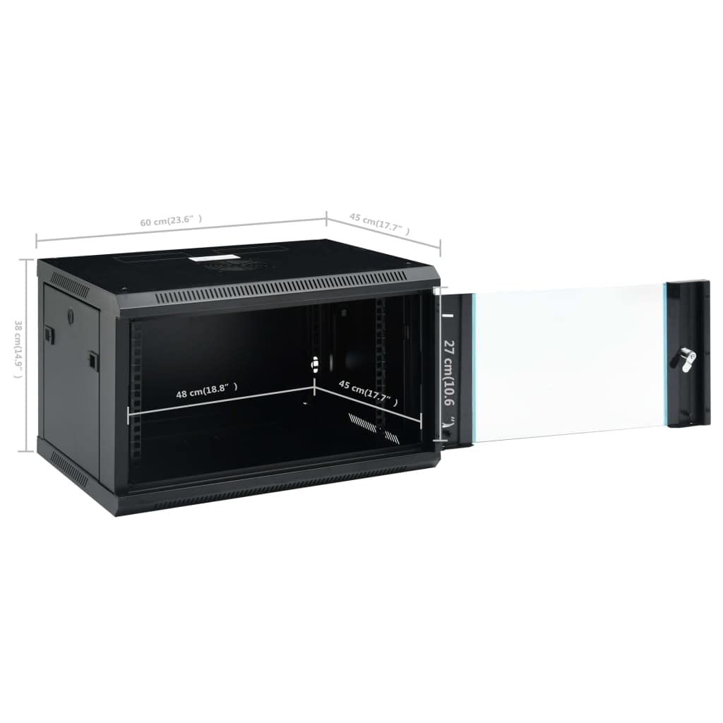 Armoire Réseau, Armoire Serveur Baie de Serveur Coffret Boit de Réseaux Mural 6U 19" IP20 600x450x375 mm