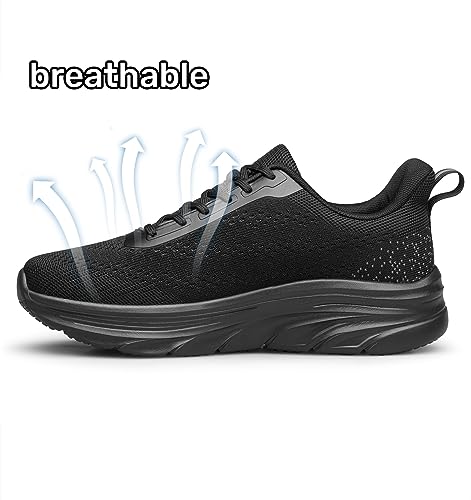 AFB Men's Walking Shoes Slip On Running Shoes Non Slip Lightweight Lace-Ups Mesh Gym Tennis Sneakers Black Size 13.53