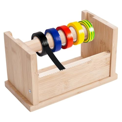 UNICRAFTALE Wood Masking Tape Dispenser Craft Tape Dispenser Wood Adhesive Tapes Dispensers Multi Roll Tapes Dispensers Taping Cutter for School Painting Kitchen Office Gifts 243mm