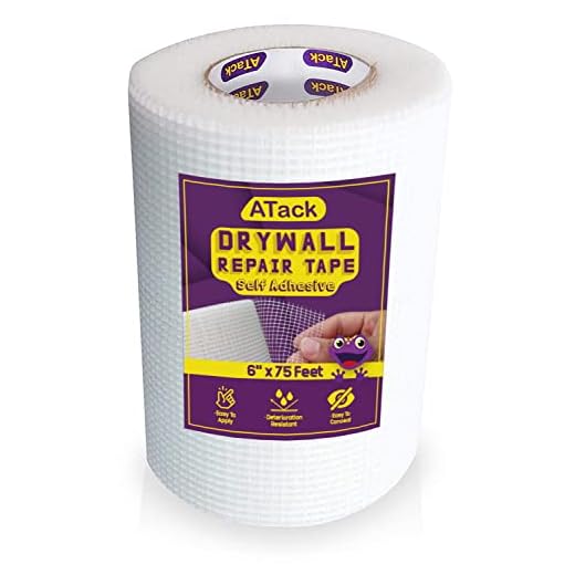 ATack Fiberglass Drywall Repair Tape, 6-Inch by 75-Foot, Heavy-Duty Self-Adhesive Wall Crack and Seam Patch