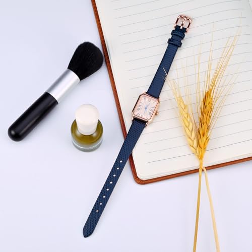 انيفت سوار ساعة للنساء 12 ملم 14 ملم 16 ملم 18 ملم 20 ملم، سوار بديل من الجلد المحبب على شكل سحلية، مشبك ازرق/فضي، 14 ملم، سوار