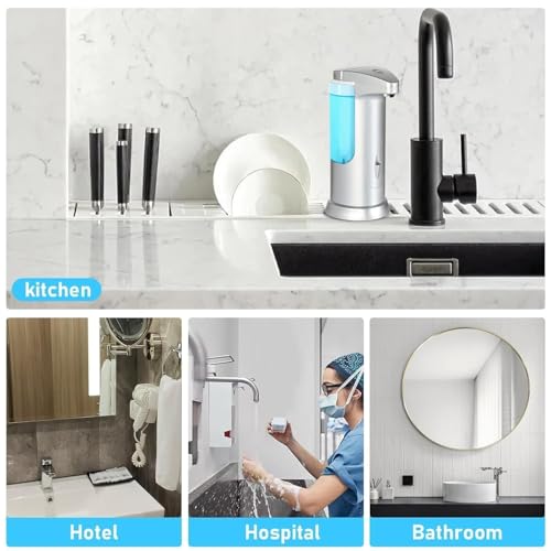 Image of Automatic Soap Dispenser for Bathroom & Kitchen, Infrared Sensor Touchless Liquid Soap Dispenser, Leakproof Hands-Free Soap Pump with Easy Refill Transparent Tank for Home, Office & Hotel(A1)