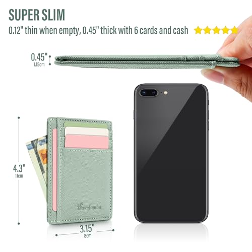 Image of Travelambo Slim Wallet Front Pocket Minimalist Leather RFID Blocking Medium Size