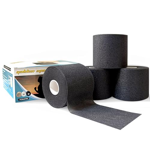 Golden Sport 4 Pack Pre Wrap Athletic Tape Black 2.76 Inches x 29.5 Yards Protect for Wrists Ankles and Knees Athletic Foam Underwrap for Sports