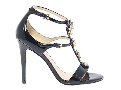 Moda Liu Jo Mujer LIUJOS17019VN Negro Cuero De Charol Sandalias | Temporada...