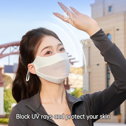 eaonitu UV Face Cover UPF 50+ Women Summer Face Covering Breathable Outdoor Cycling Hiking (White)