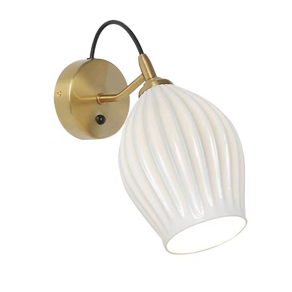 GUOGUOSM Japanese Industrial Style Indoor Wall Lamp, 11.8in Ceramic Wall Sconce, E26 Screw Hard Wire Connection Wall Light, Bedside Living Room Corridor Decorative Lighting Fixtures