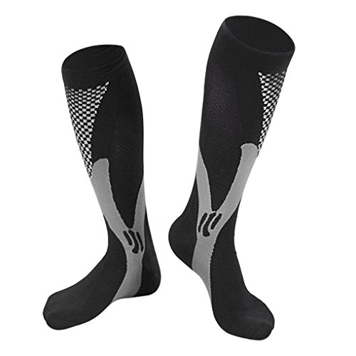 1 par de calcetines de fútbol de nailon para hombre y mujer, medias de compresión medias de entrenamiento, calcetín de ciclismo, calcetín para deporte, viaje, carreras, fútbol, Negro , 41-47 EU