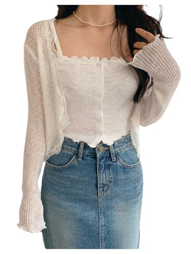 GORGLITTER Women's Button Up Lightweight Cardigan...